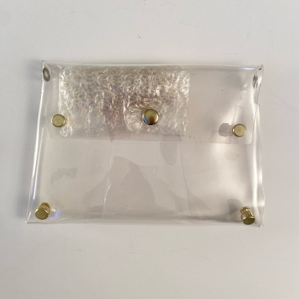 NEW! Clear Transparent Cross-Body Clutch w Gold Chain - Picture 10 of 12